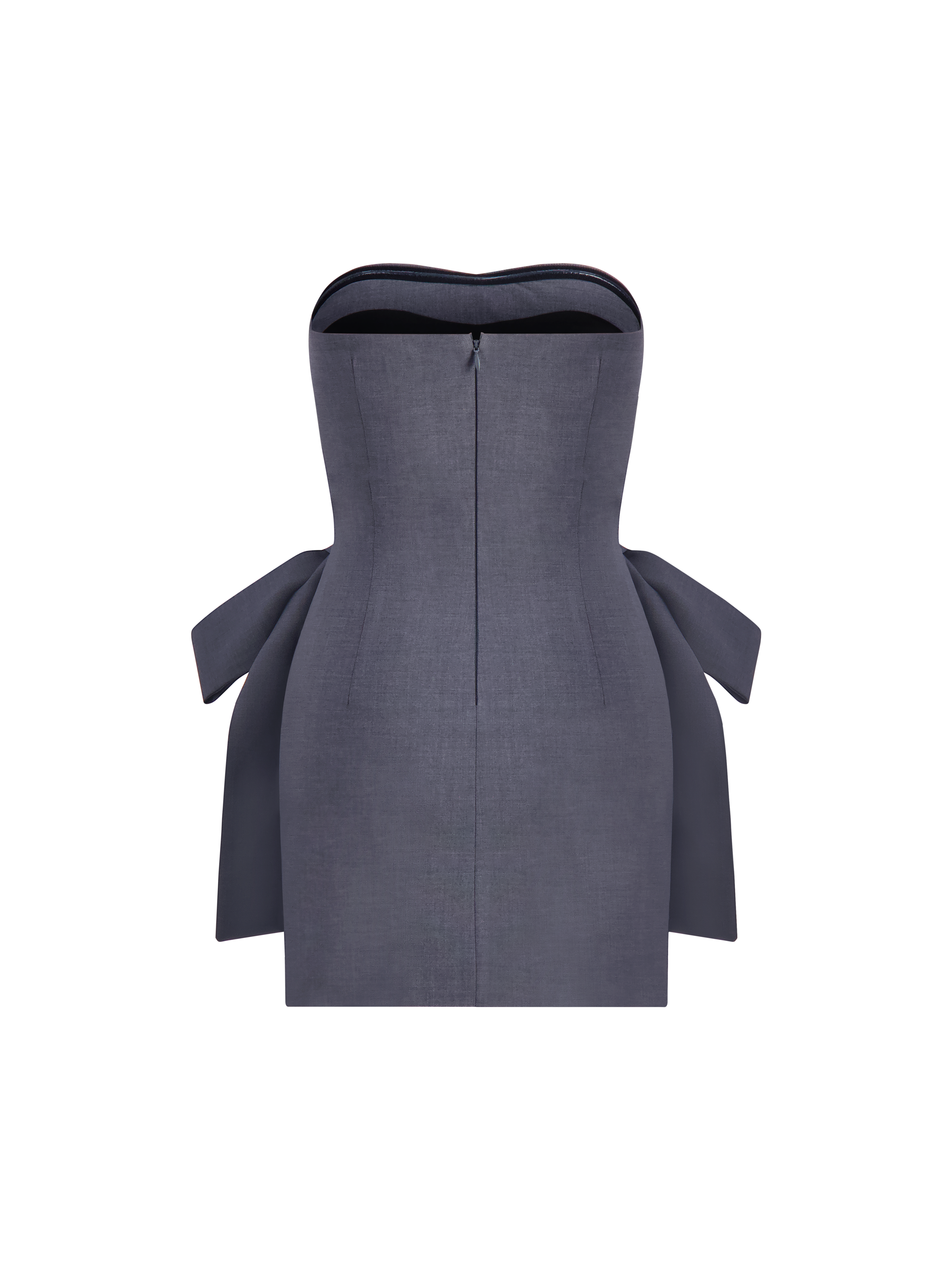 The Double Bow Strapless Mini Dress | Grey