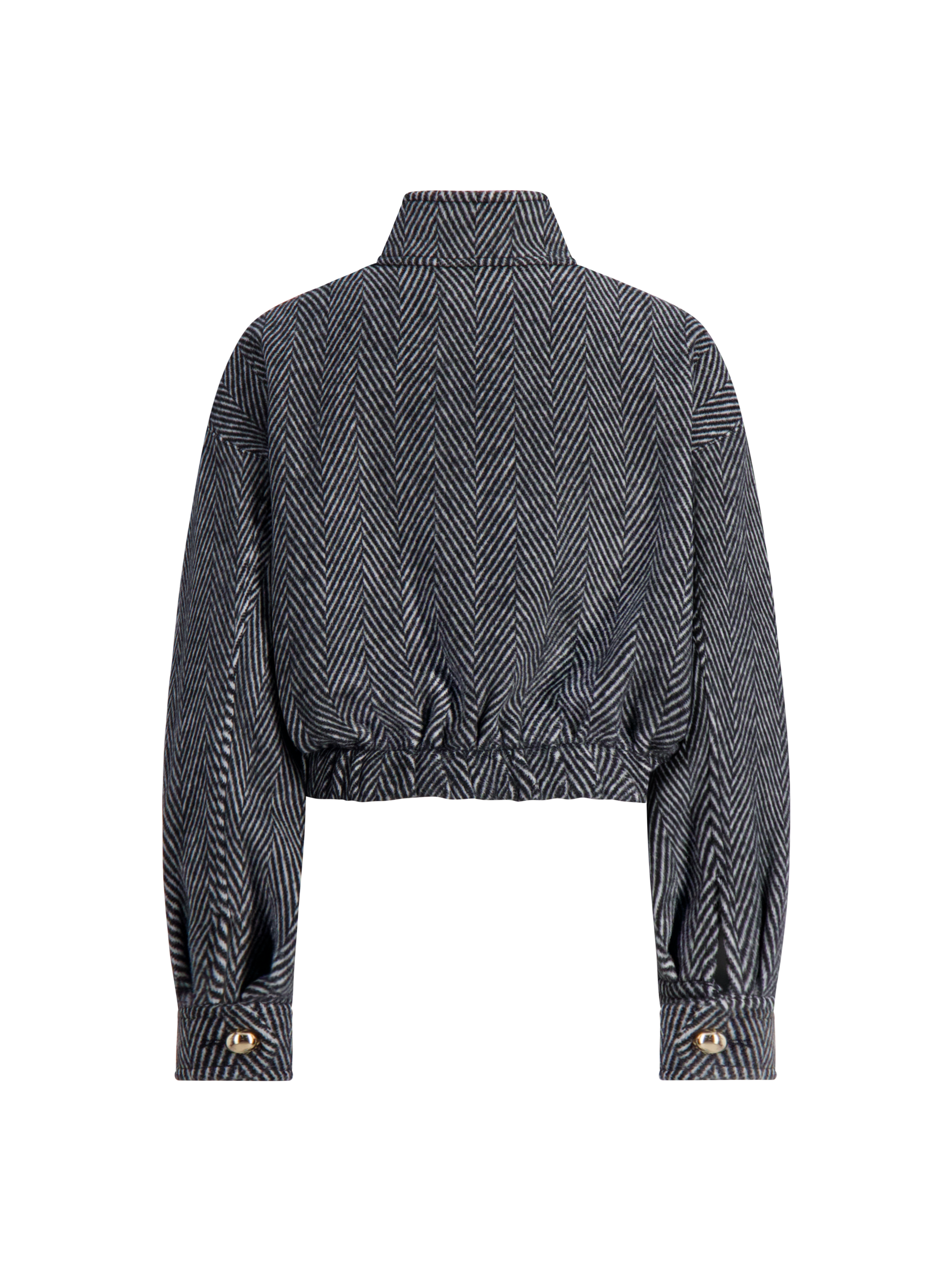 Cecilia Herringbone Tweed Bomber | Black