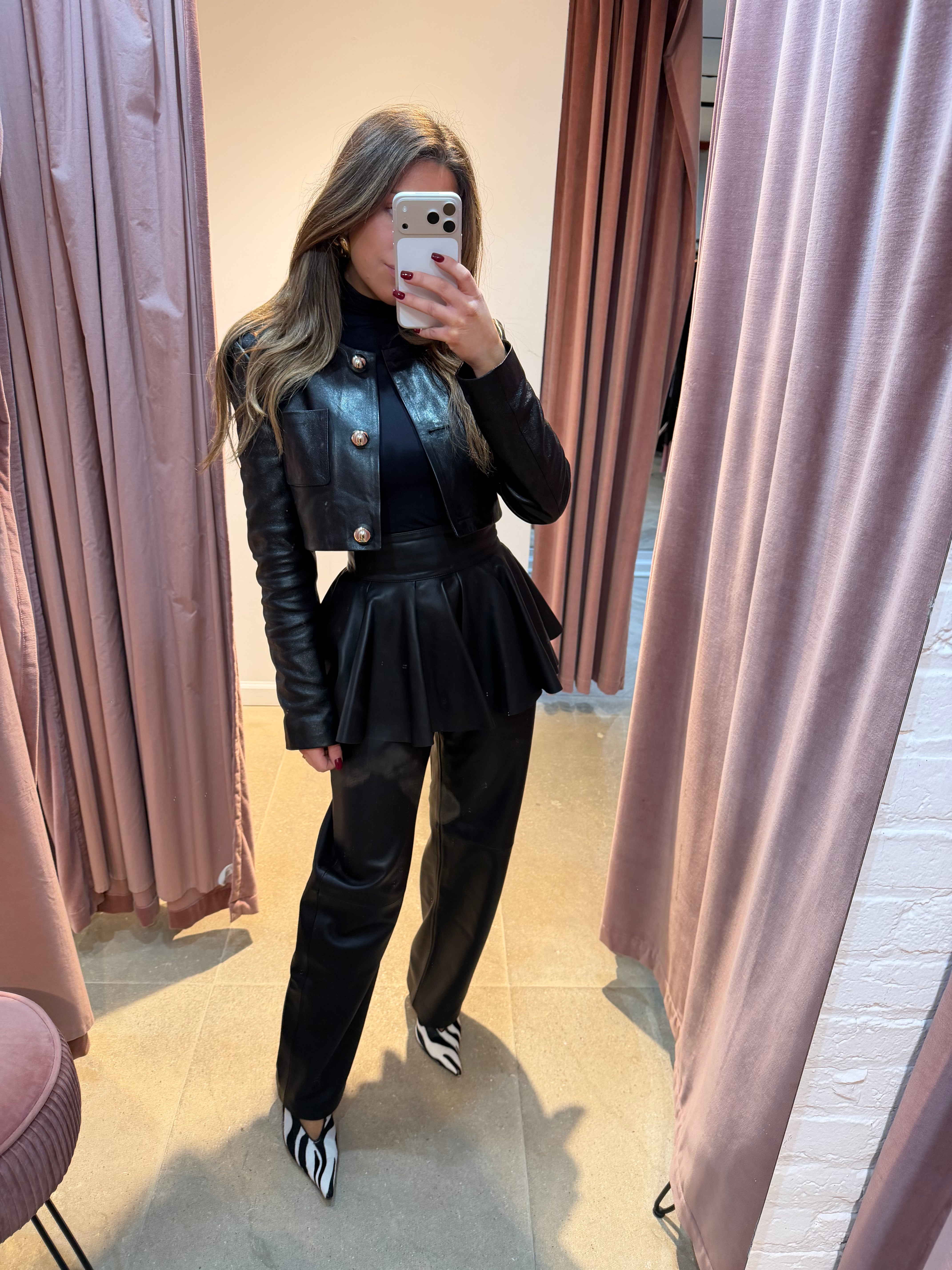 Black Leather Peplum Skirt Belt | Black