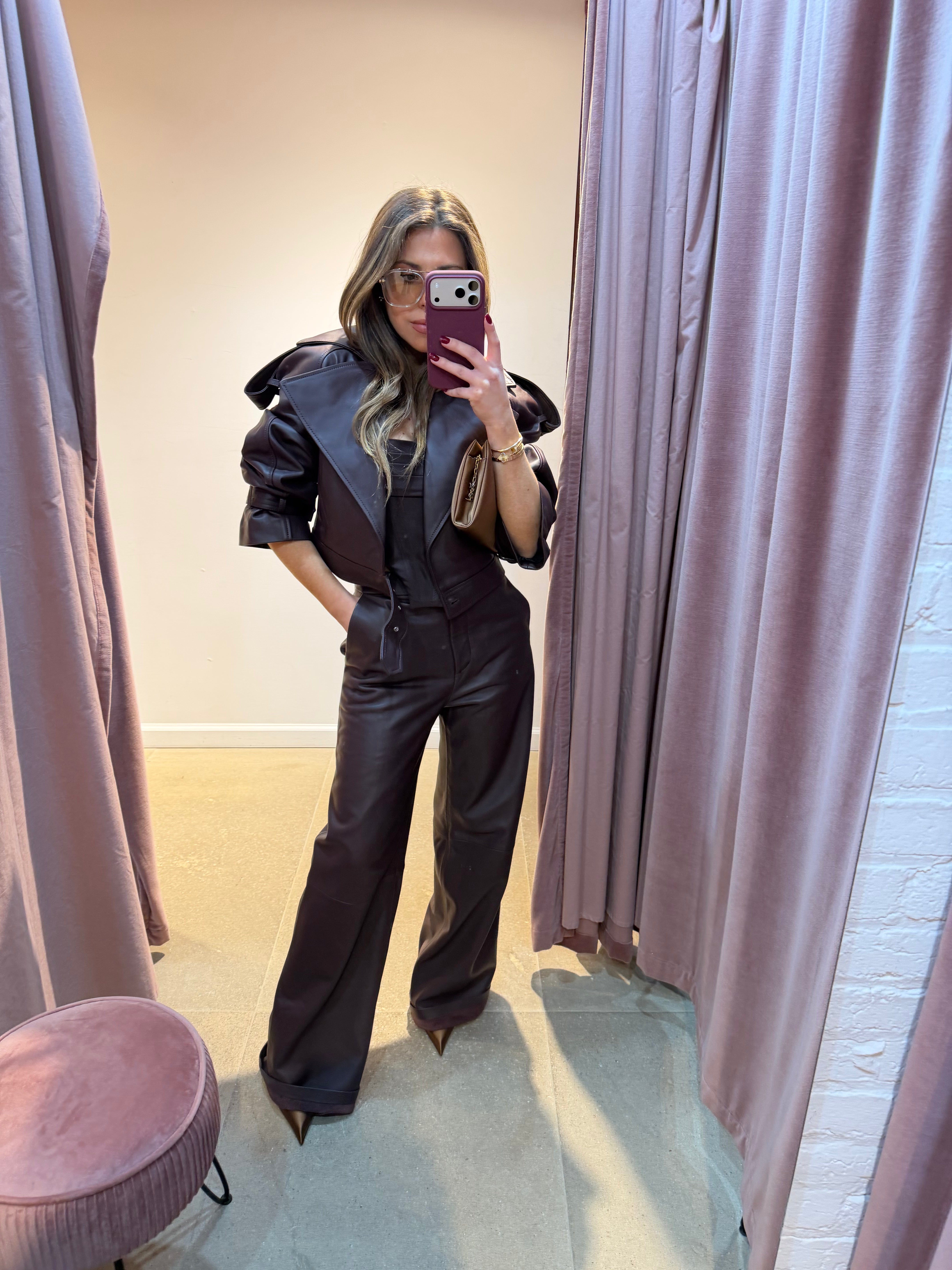 Cambon Nappa Leather Trouser | Eggplant Burgundy