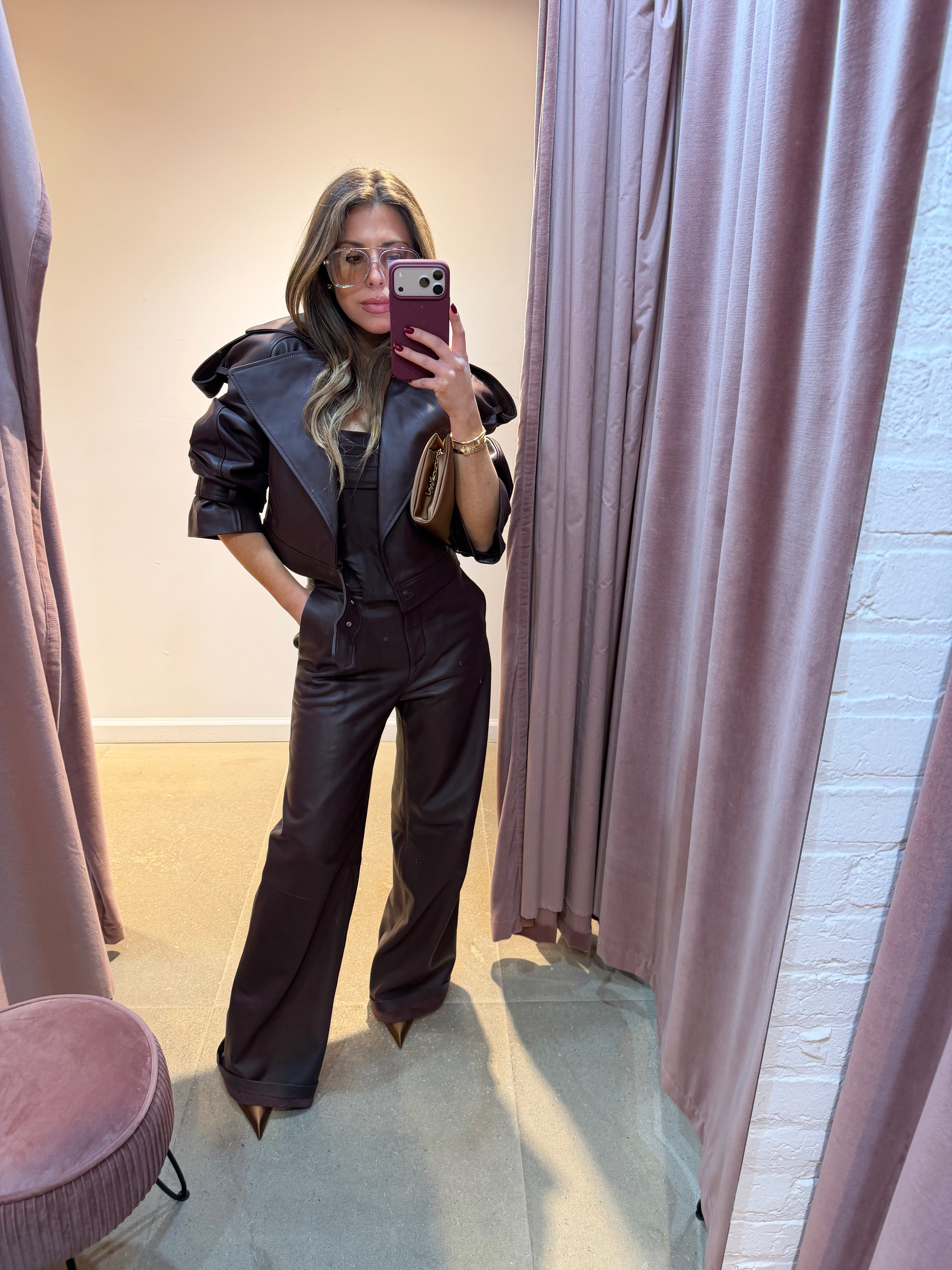 Cambon Leather Jacket | Burgundy