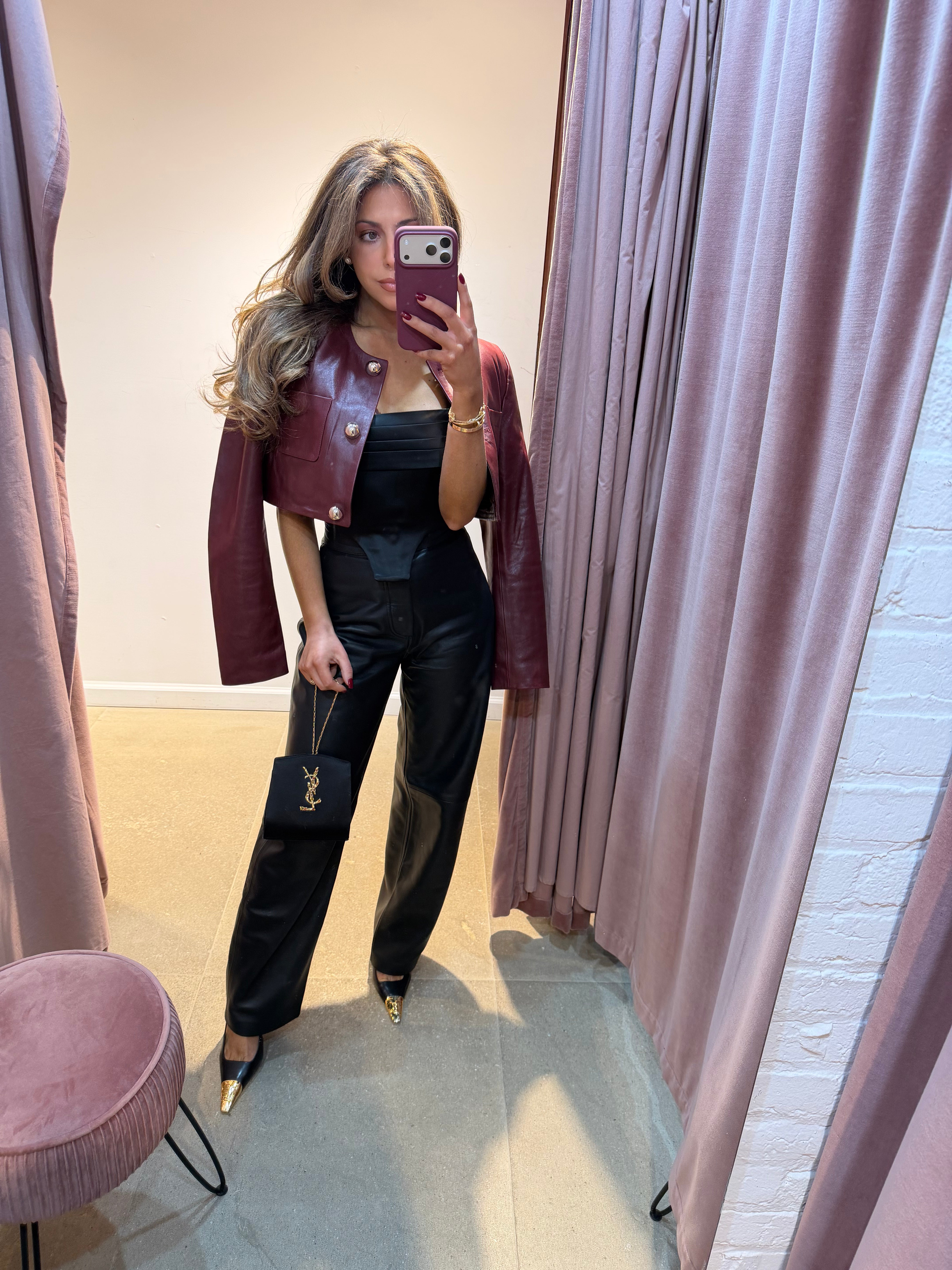 The Loulou Cropped Jacket | Oxblood Burgundy