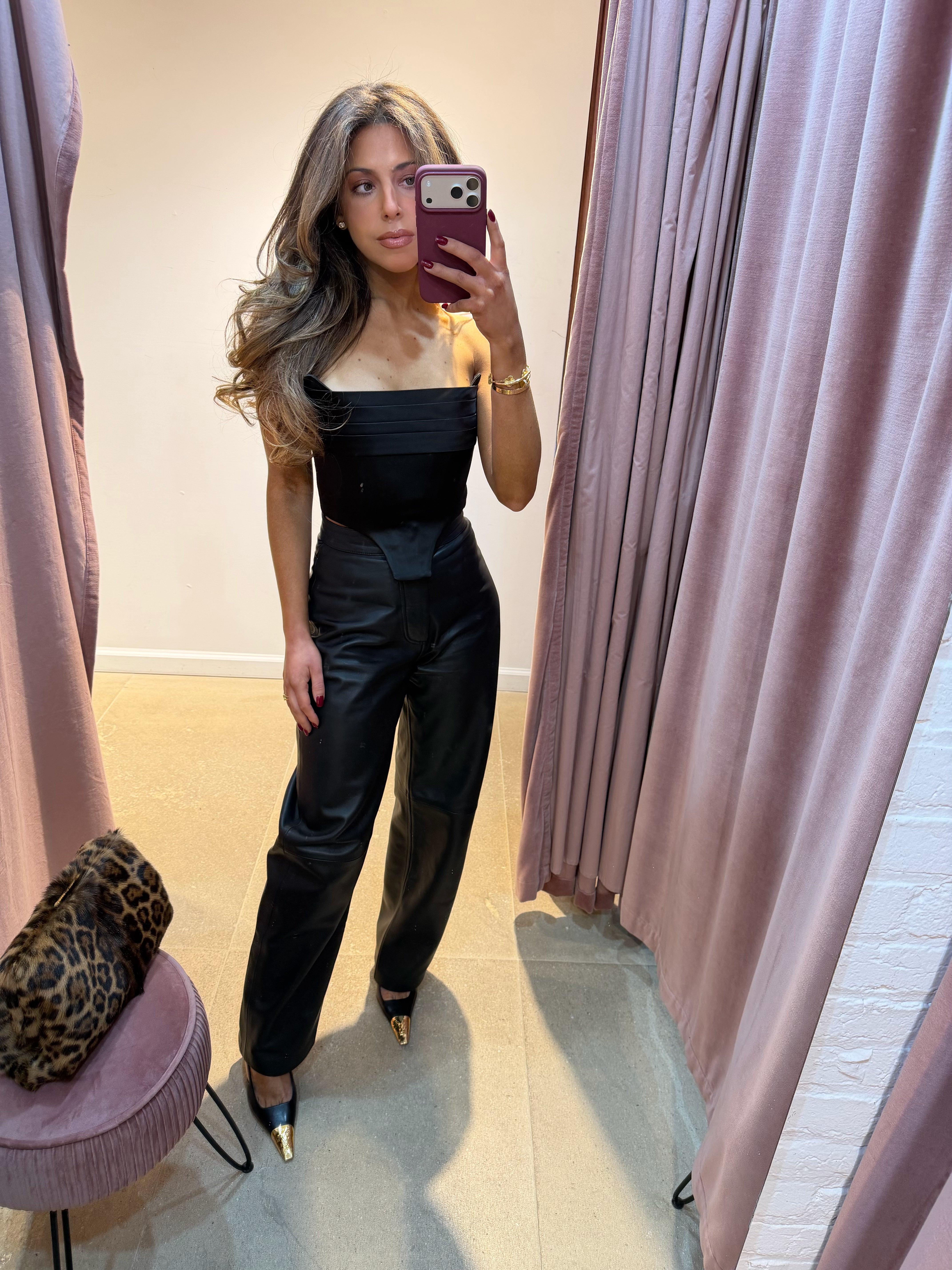 Cecilia Draped Corset in Satin | Black