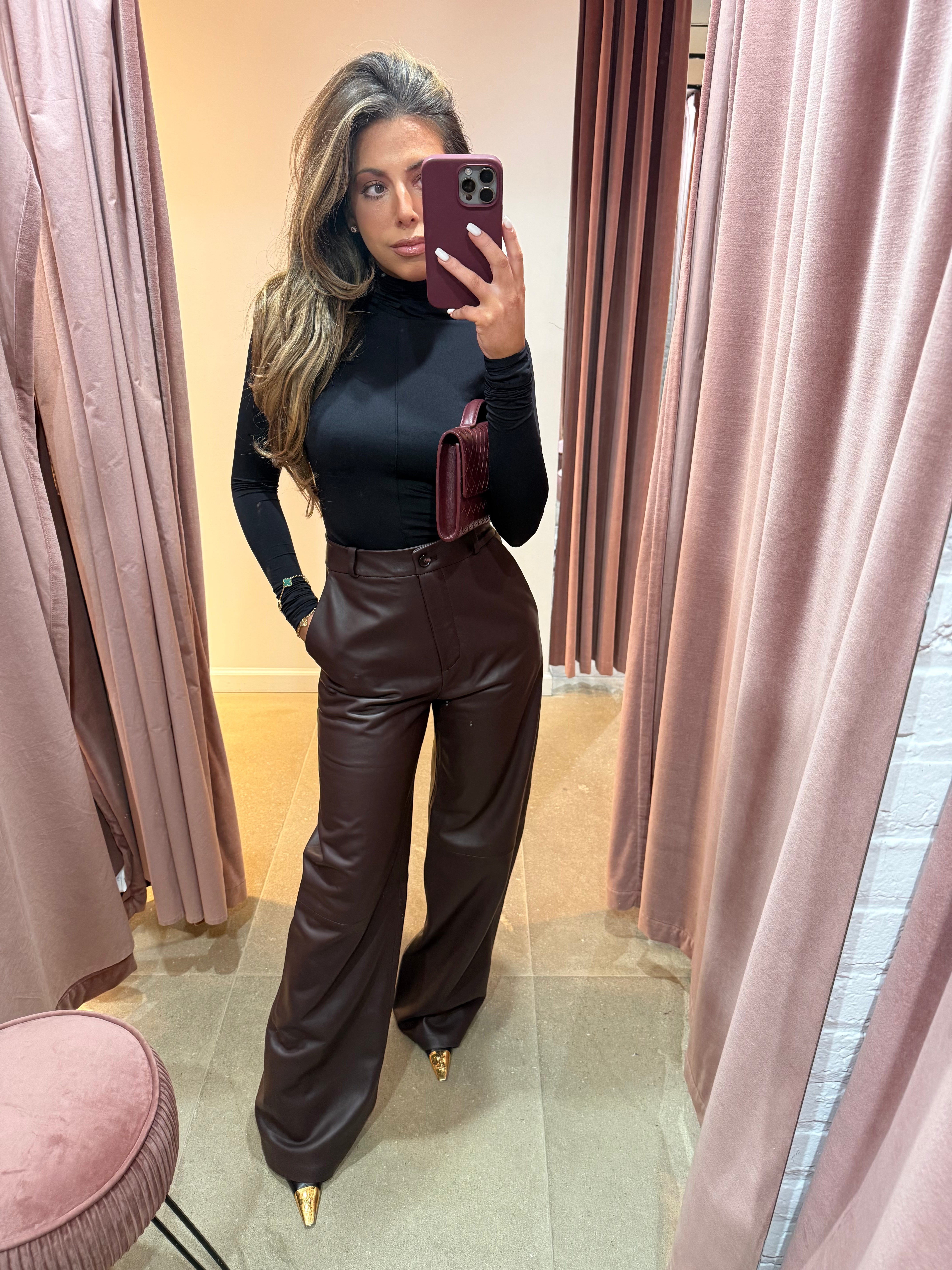 Cambon Nappa Leather Trouser | Eggplant Burgundy