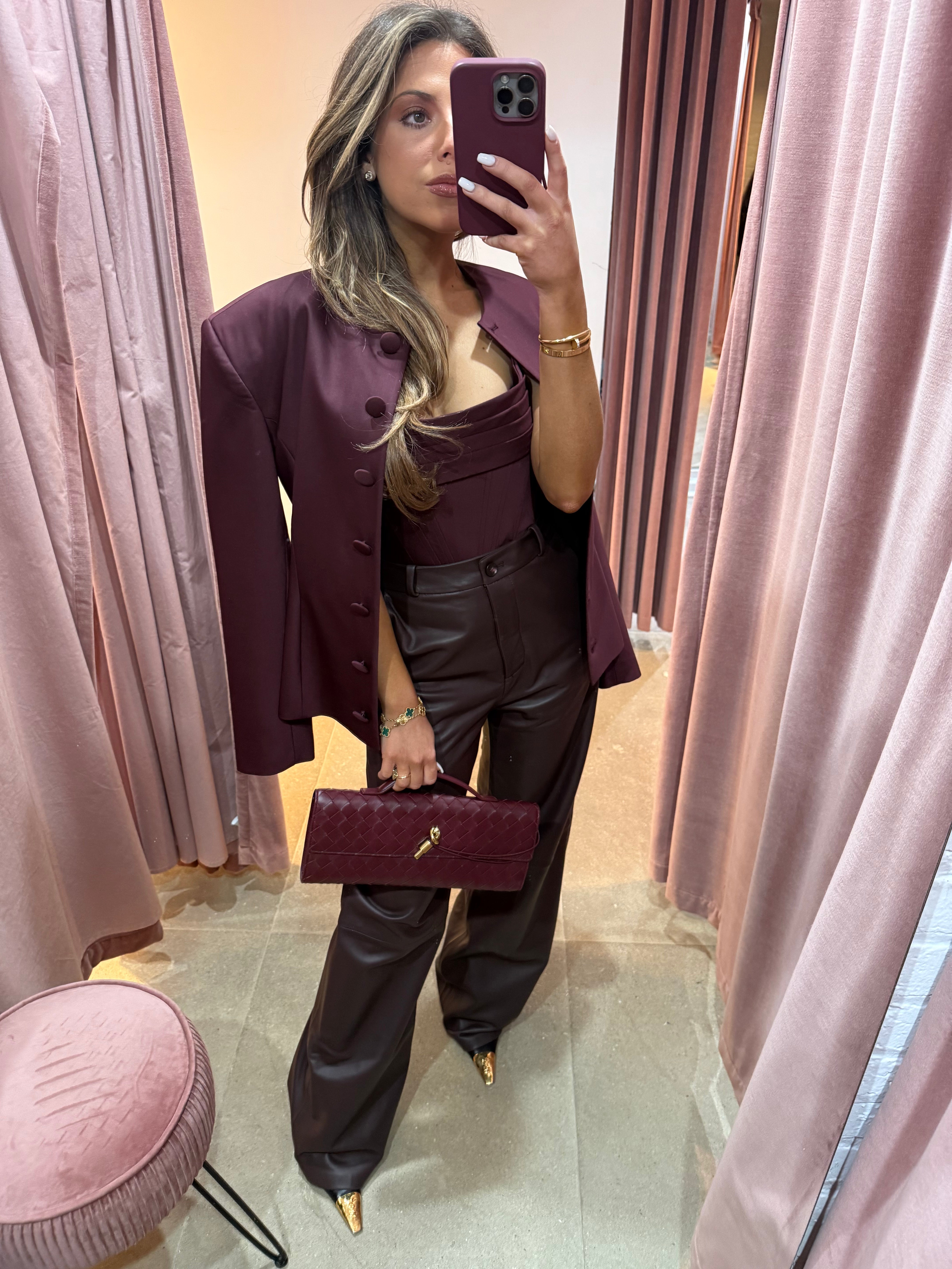 Cambon Nappa Leather Trouser | Eggplant Burgundy