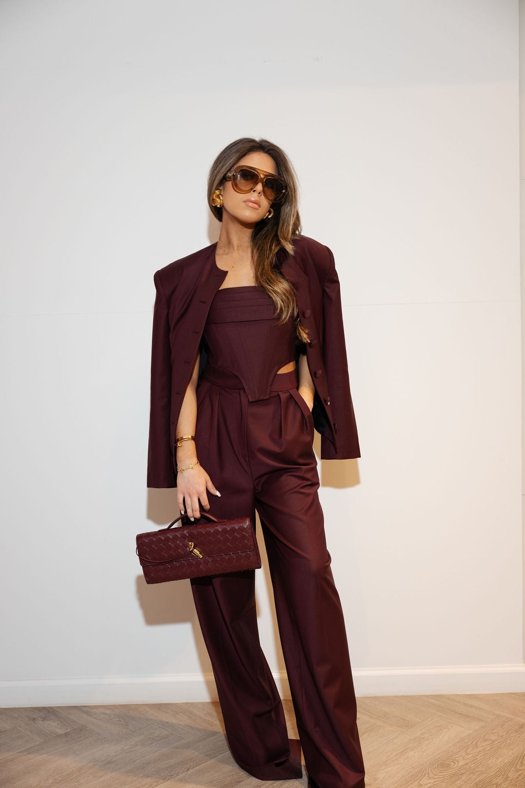 Cecilia Pleated Trouser | Burgundy