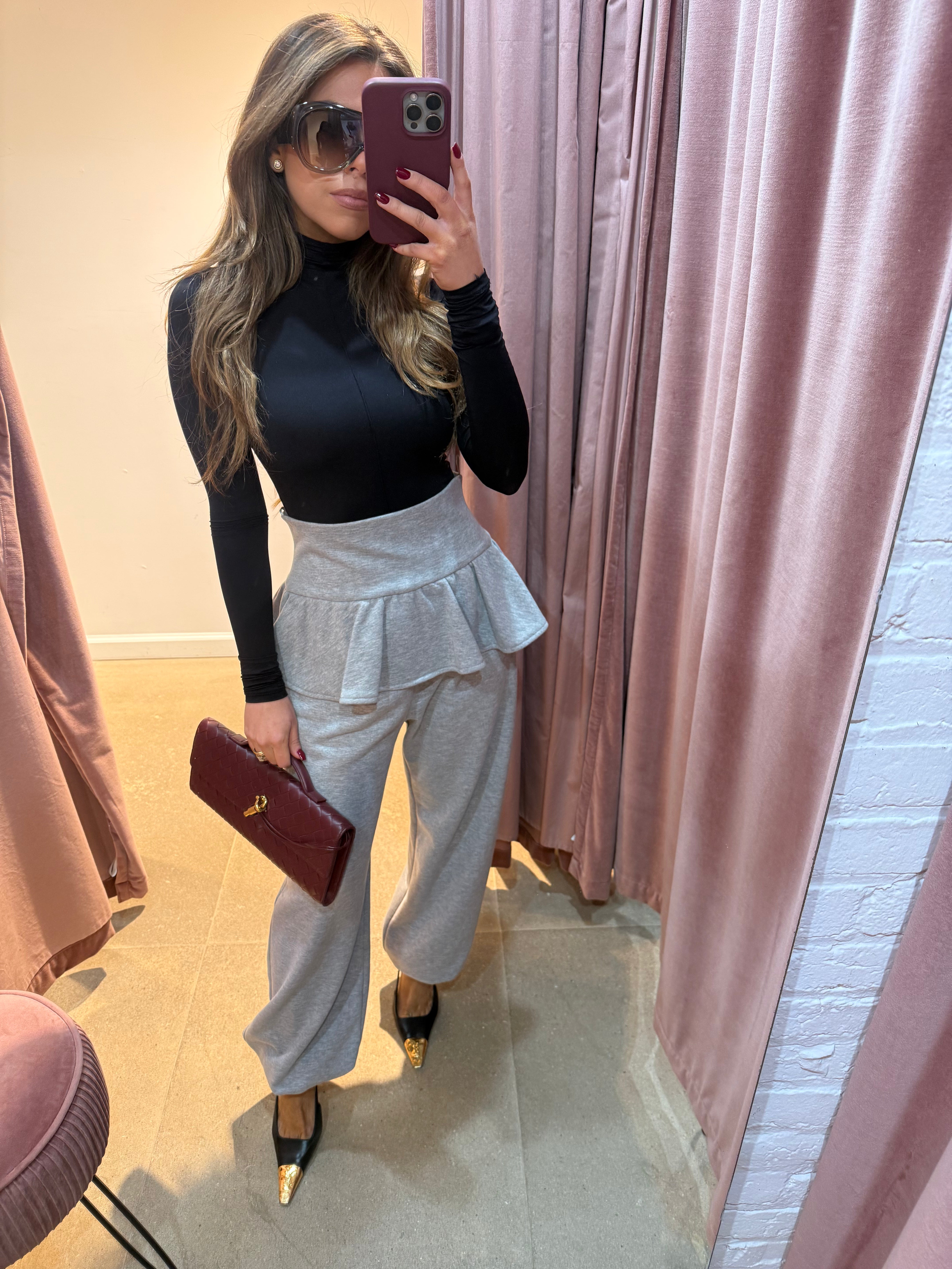 Cecilia Peplum Sweatpants | Grey