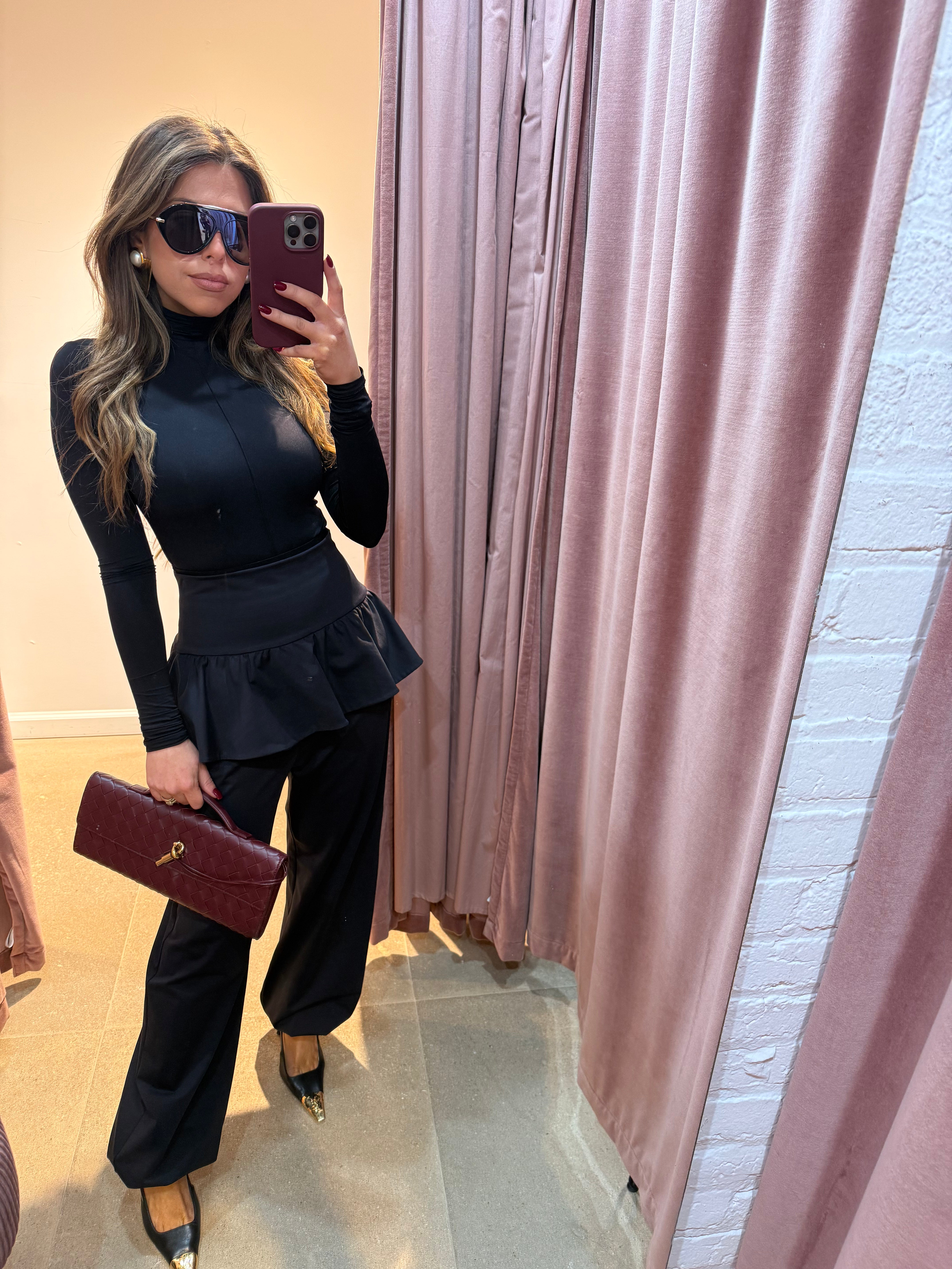 Cecilia Peplum Sweatpants | Black