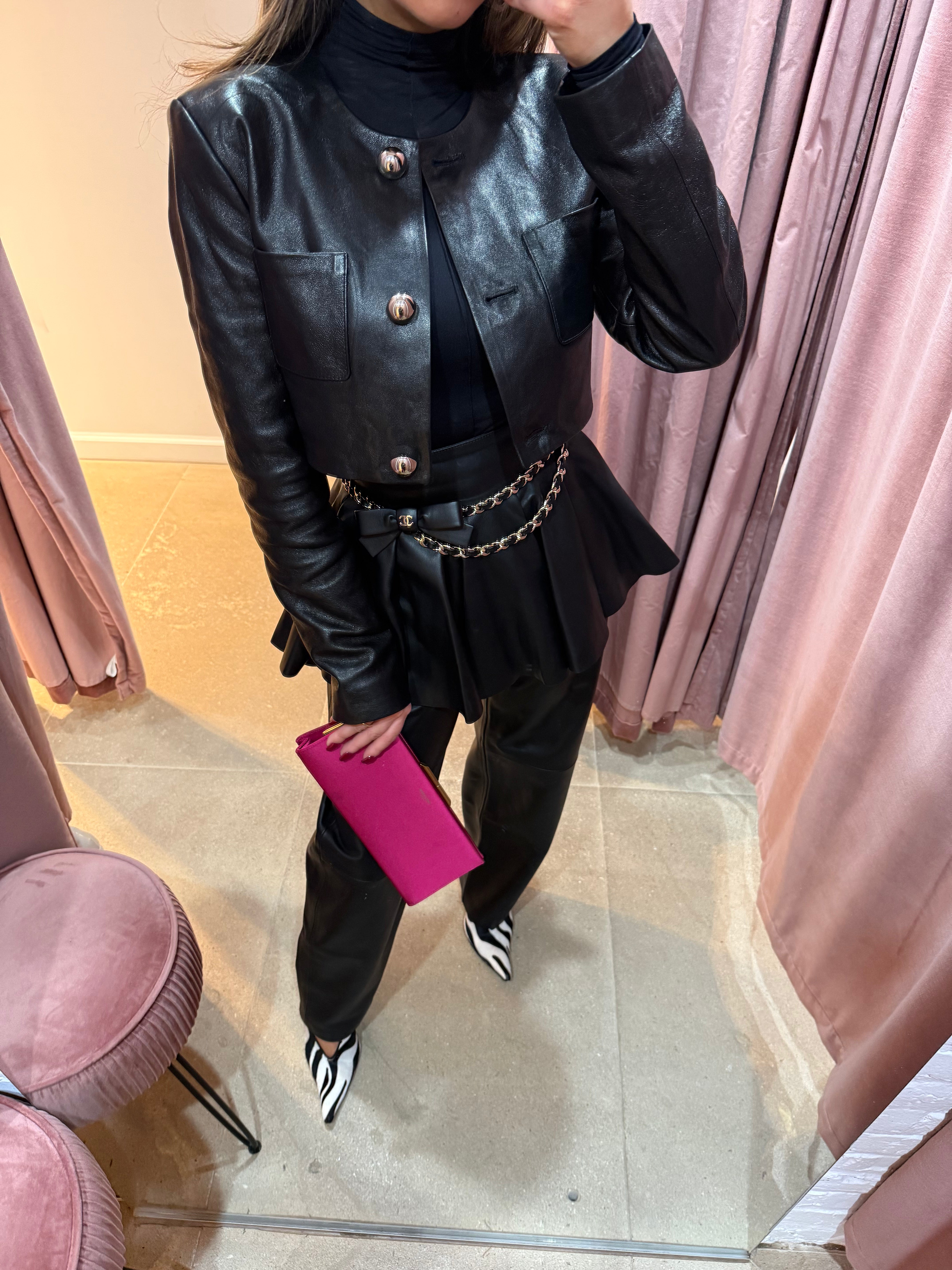 Black Leather Peplum Skirt Belt | Black